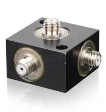 Accelerometer, PE, 2.8 pC/g triax, -67°F to +350°F, isolated, 2 screw mount, 3 connectors, 15 grams