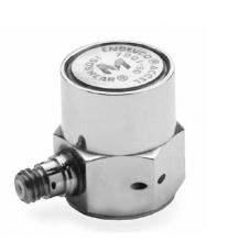 Accelerometer, PE, 100 pC/g, -100°F to +500°F, 10-32 mounting stud, side connector, 25 grams